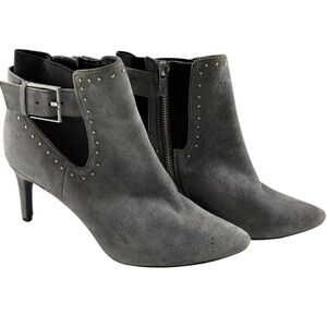 Calvin Klein Women's Grey Suede Heeled Ankle Boot Booties